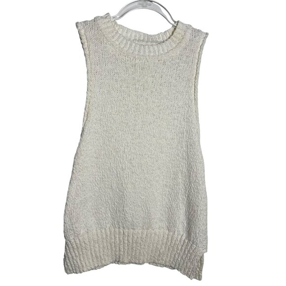 Dissh Knit Sleeveless Sweater Tank Cream Women’s Size Small cotton boucle vest - Picture 2 of 9